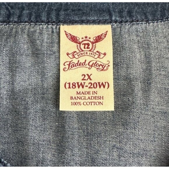 Faded Glory Womens Sleeveless Denim Dress 2X Dark Wash 100% Cotton - Picture 5 of 12